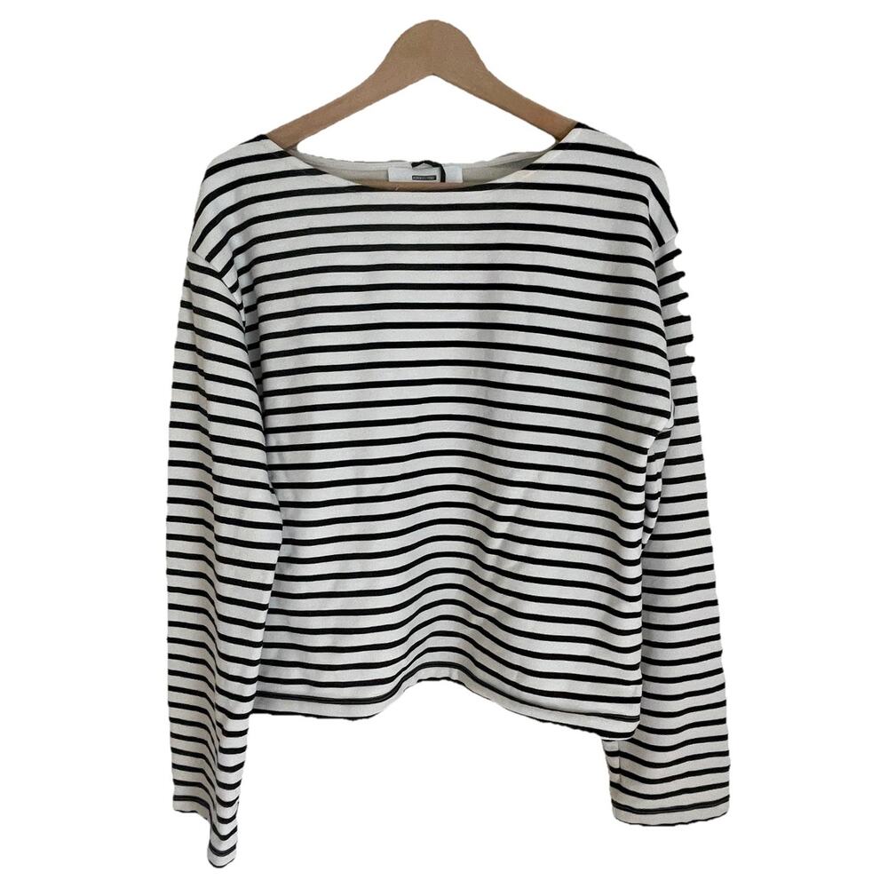 Marie Von Behrens x About You Nautical Striped Cropped Long Sleeve Shirt Sz L/XL